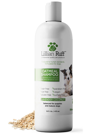 Lillian Ruff PRO Formula Deodorizing Oatmeal Dog Shampoo & Conditioner Set - Calm Itching & Allergies, Ultra-Nourishing Dry Skin Relief - Oatmeal, Aloe, Coconut Oil, Lavender & Provitamin B5, USA Made