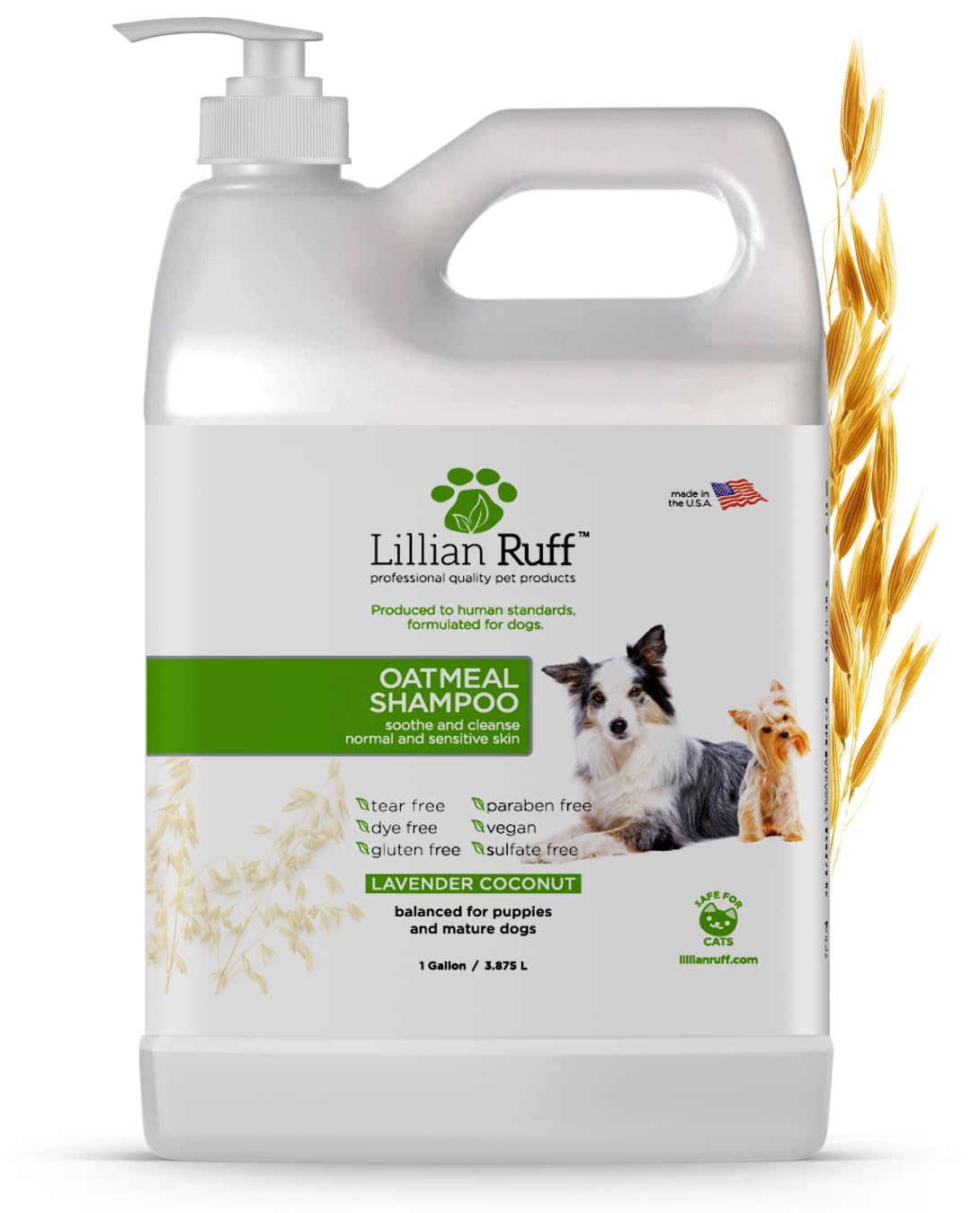 Lillian Ruff PRO Formula Deodorizing Oatmeal Dog Shampoo & Conditioner Set - Calm Itching & Allergies, Ultra-Nourishing Dry Skin Relief - Oatmeal, Aloe, Coconut Oil, Lavender & Provitamin B5, USA Made