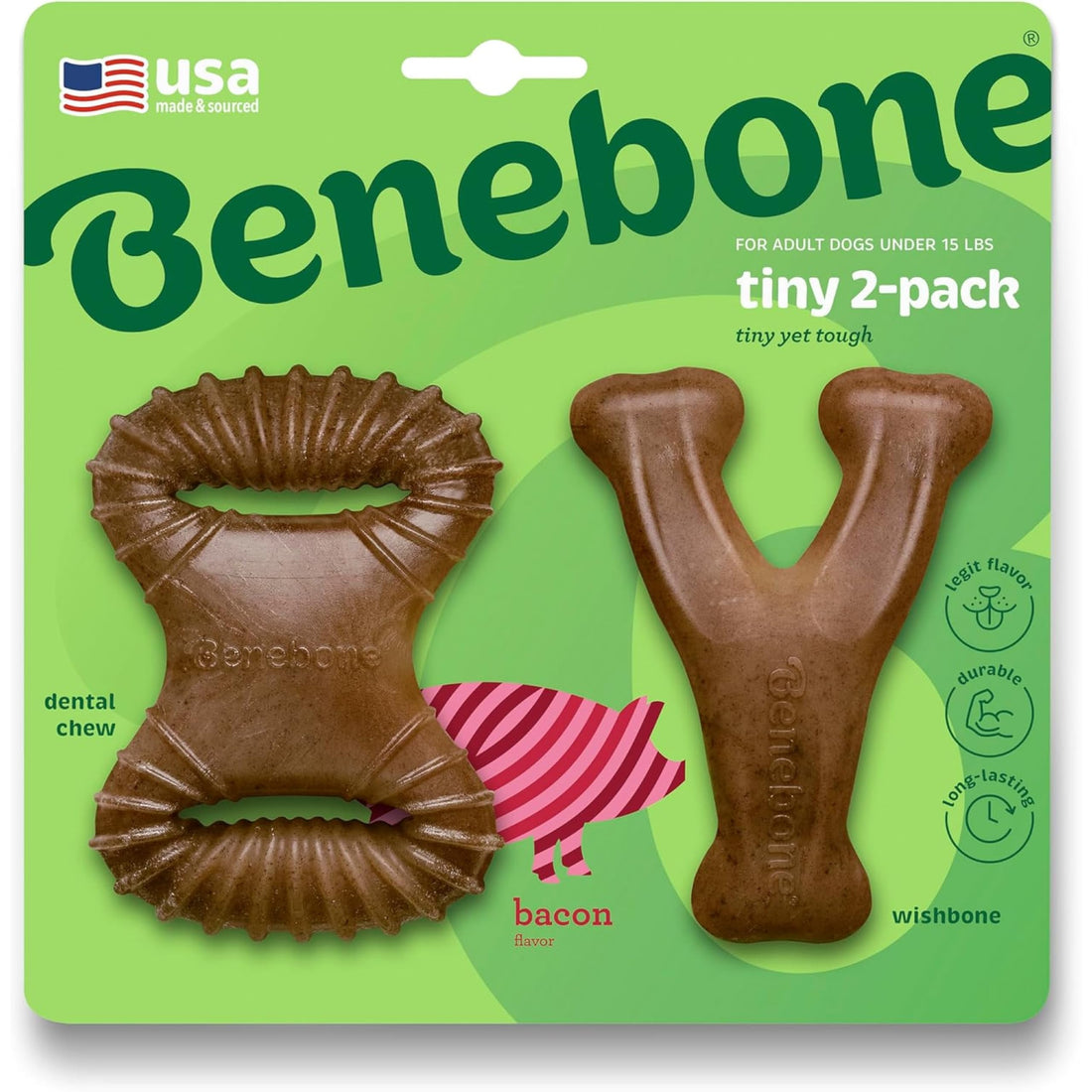 Benebone Medium 4-Pack Dog Toys for Aggressive Chewers – Durable Dog Bones, Made in USA – Dog Toys for Medium Dogs Under 60 lbs
