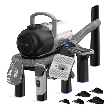 FURME Professional Plus Pet Grooming Vacuum Kit - Cat & Dog Grooming Kit for Easy Pet Care at Home, Quiet & Safe Dog Hair Remover Machine with Brush, Clipper, Shedding & Cleaner Tools & 2L Canister