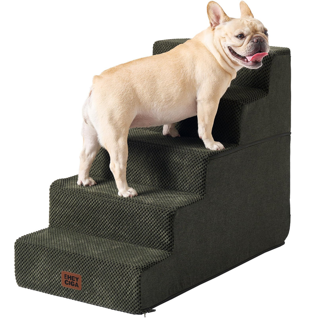 EHEYCIGA Dog Stairs for Bed 18" H, 4-Step Dog Steps for High Bed, Pet Steps for Small Dogs and Cats, Non-Slip Balanced Pet Ramp Indoor, Grey